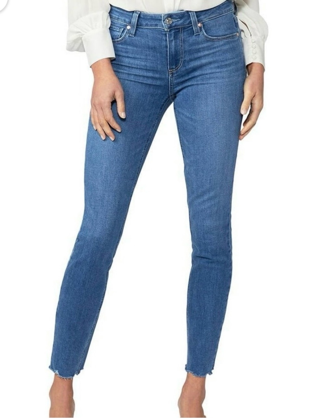 PAIGE Mid Blue Ankle Skinny Jeans